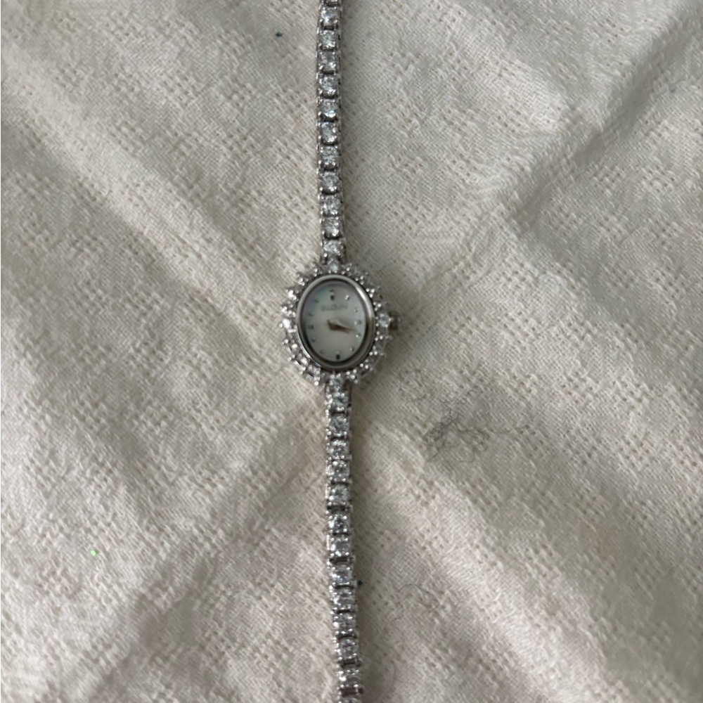 Faux diamond bracelet watch